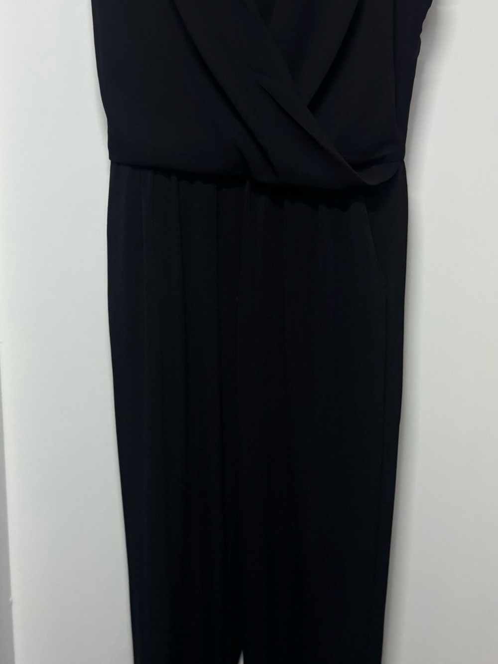 Bar III Black Jumpsuit with  Belt and Draped Bodice